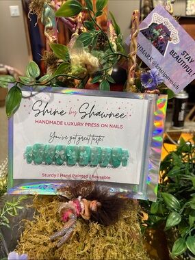 Mint Green Floral Press-On Nails  New in package . REUSABLE! 5/$35